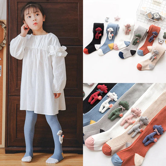 1 to 6 Years Spring Autumn Tights For Girls Cute Doll Seamless Pantyhose Girl Soft Cotton Fall Pantyhose Kids Girl Toddlers