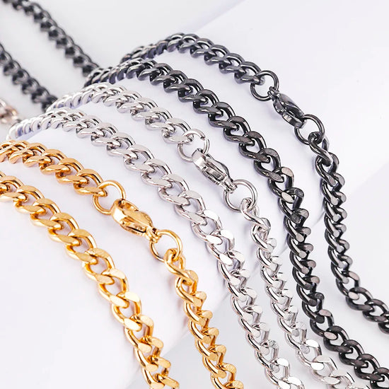 SAUVOO 5Meters/Roll Stainless Steel Cuba Thick Chains Polished 3/5/7mm Width For Necklace Women Men Jewelry Making Supplies