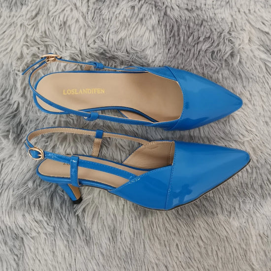Women Sandals 2025 Summer Pointed Toes High Heels Sexy 5cm Low Heels Casual Back Strap Pumps Red Dance Wedding Shoes Large Size