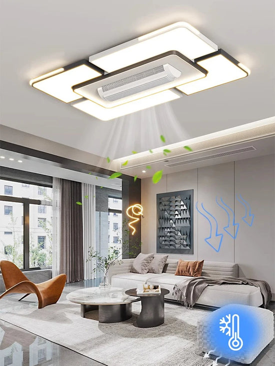 2025 Ceiling Fan with Light Living Room Bedroom Smart Cold Warm Mode LED Black Ceiling Fan Lamp with Remote Control Indoor Light
