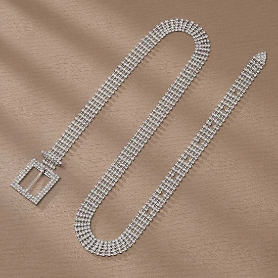 Shiny Rhinestones Wedding Belt Silver Color Dresses Waistband Bride Sash Bridal Belt Jewelry Crystal Waist Chain For Women Party