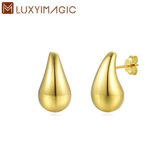 Luxyimagic Stud Earrings 925 Sterling Silver Earrings White Gold for Women Hoop Earring for Christmas Gifts Classic Fine Jewelry