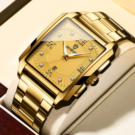 UTHAI Watch Men Business Stainless Steel Square Simple Sports Outdoor Calendar Waterproof Male Fashion Quartz Hand Clock Watch