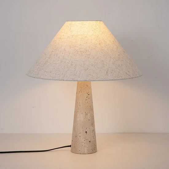 Yellow Travertine Fabric Art Table Lamp Japanese Stone Table Lamp Living Room Bedroom Restaurant Wabi Sabi Standing Lighting
