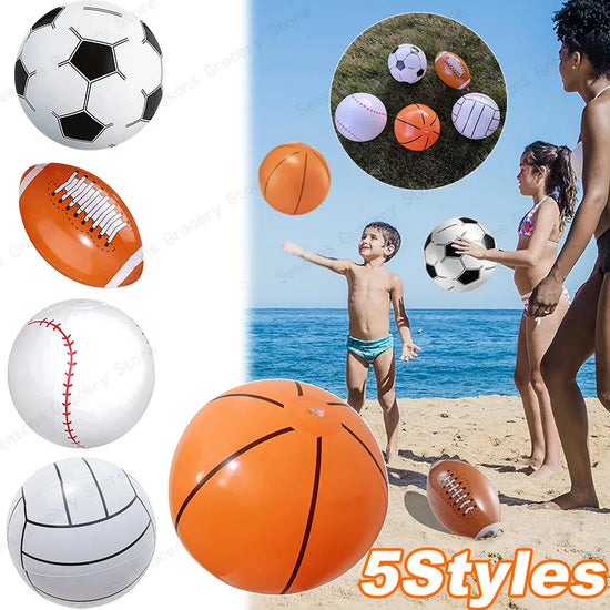 Inflatable Sports Balls Set Football Baseball Basketball Summer Beach Pool Party Toys for Kids Outdoor Water Play