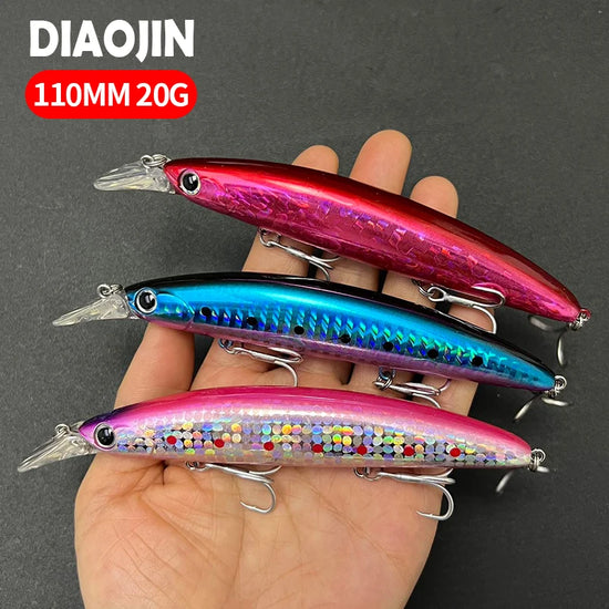 20g 110mm Floating Minnow Fishing Lure Seabass Hard Plastic Artificial Bait Saltwater Freshwater Bass Trout Fishing Supplies