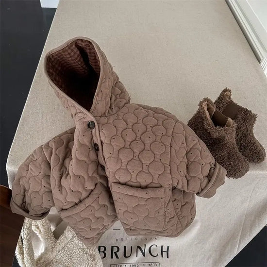 2025 New Winter Toddlers Kids Plaid Thicken Coats Korean Style Fleece Lining Children Warm Outerwear