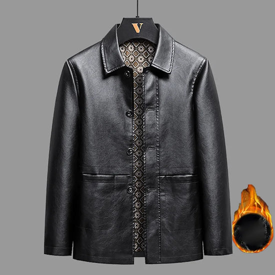 Real Leather Goat Skin Leather Jacket Men Spring Autumn Winter Added Velvet Thicken Men&