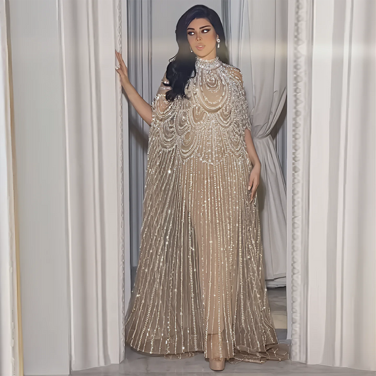 Sharon Said Arabic Luxury Dubai Caftan Nude Evening Dress for Women Wedding Elegant Kaftan Formal Party Gowns SS780 Customized