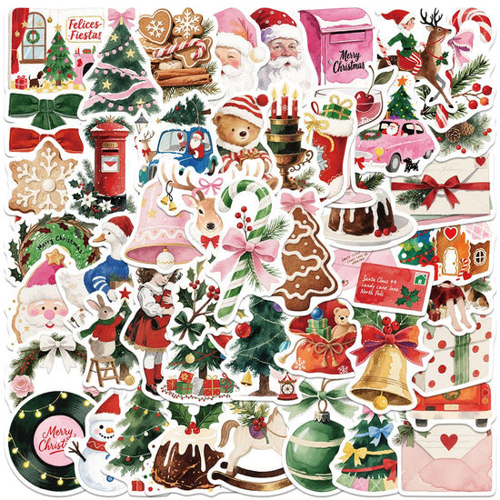 10/30/50pcs Cute Christmas Aesthetic Graffiti Stickers Cartoon Santa Claus Decals for Suitcase Guitar Laptop DIY Vintage Sticker
