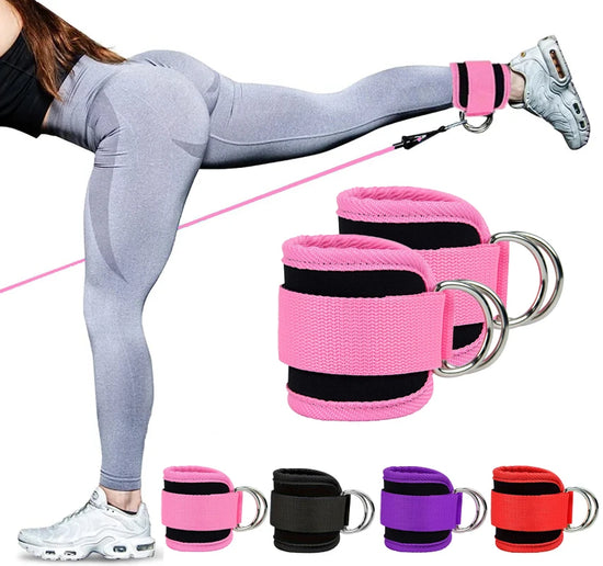 Double D-Ring Ankle Cuffs with Straps – Heavy Duty Gym Cuffs for Glutes, Legs & Abs Workouts, Strength Training
