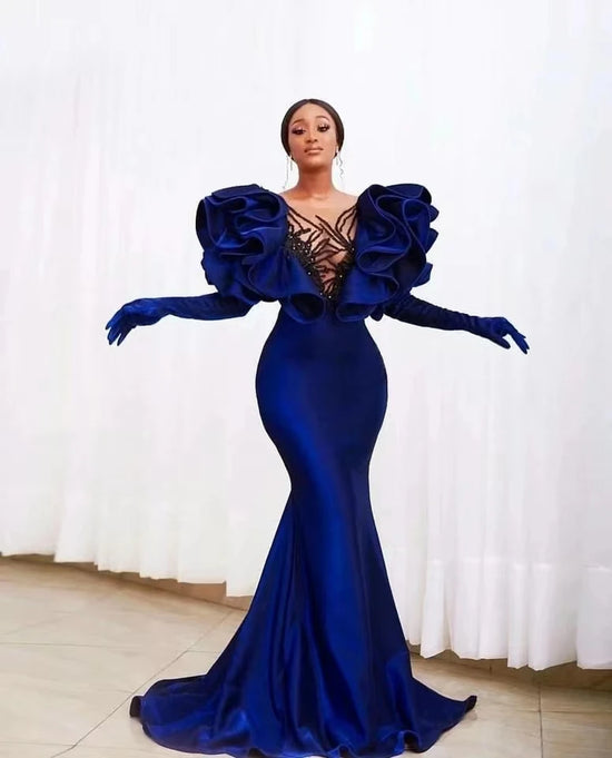 Royal Blue Elegant Mermaid Evening Dresses Africa Women&
