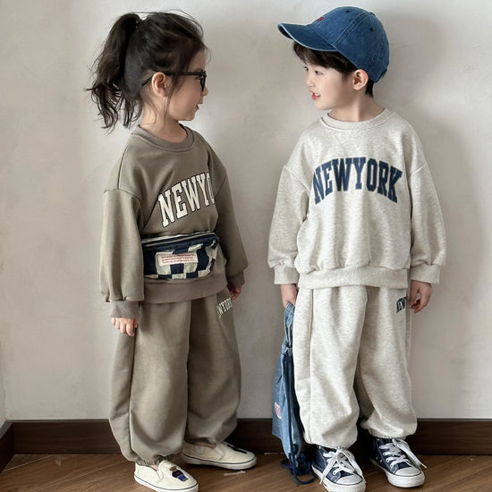 2025 New Fashion Baby Boys Girls Clothing Set Pure Cotton Soft Warm Sweatshirt Pullover Suit Casual Loose Children&