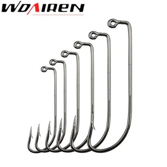 20Pcs/lot Carbon Steel Crank Hooks Worm 6 Size Soft Bait Fish Long Jigging Hook Fishhooks Fishing Tackle with Storage WD-065