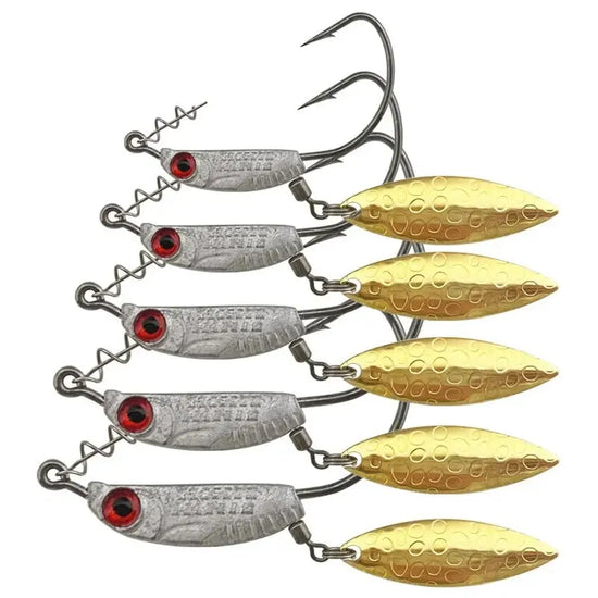 BURLE 4.5g 5.5g 7.2g Shad Head Shape Hook Offset Fishing Hooks With Lead Crank Hook Plus Sequins Wide Belly Single Hook