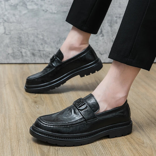 Cross-legged leather shoes men&