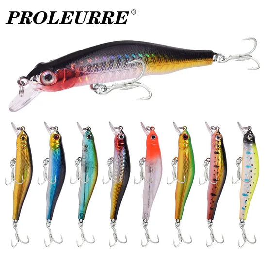 1 Pc Slow Sinking Minnow Wobblers Fishing Lure 9cm 9g Plastic Artificial Hard Bait for Bass Pike Crankbaits with Hooks Tackle